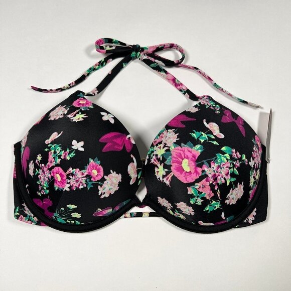Victoria Secret 36D Bombshell Push Up Bikini Top Adds 2 Cups Miraculous Floral - Picture 1 of 7